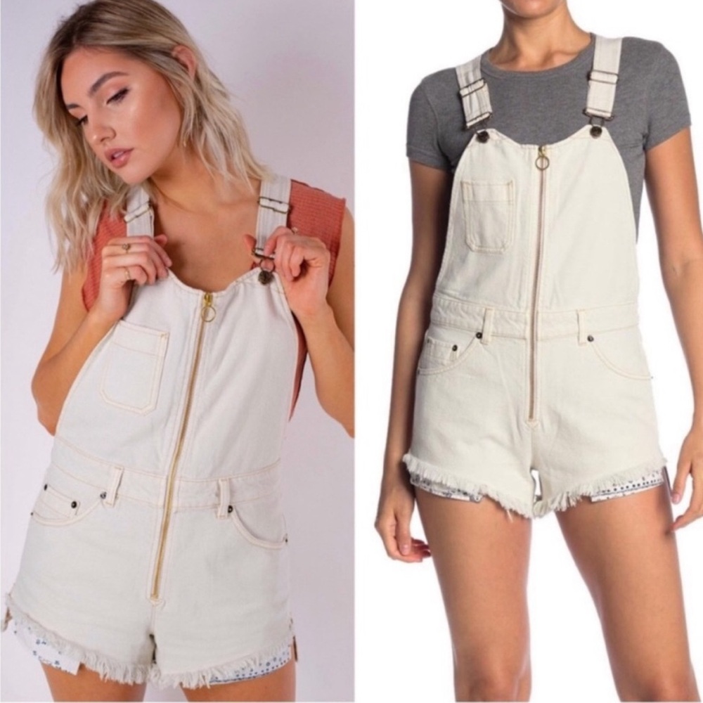 NWT Free People We The Free Off White Overall Shorts Size 6